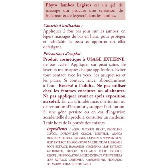 Blanche Bresson - Phyto Jambes légères - dos étiquettes