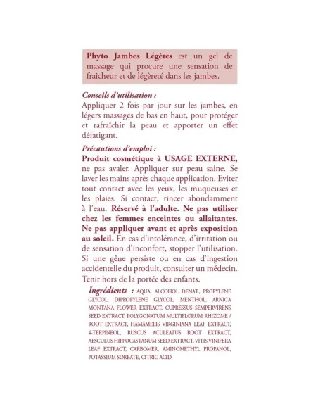 Blanche Bresson - Phyto Jambes légères - dos étiquettes