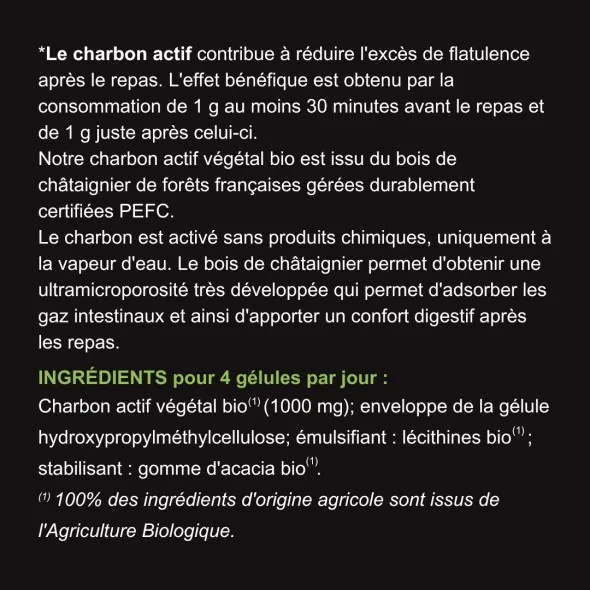 Blanche Bresson - Charbon Végétal activé bio - dos étiquettes Blanche Bresson - Charbon Végétal activé bio - dos étiquettes