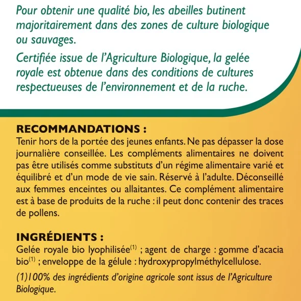 Blanche Bresson - Gelée Royale Bio Gélules - dos étiquettes
