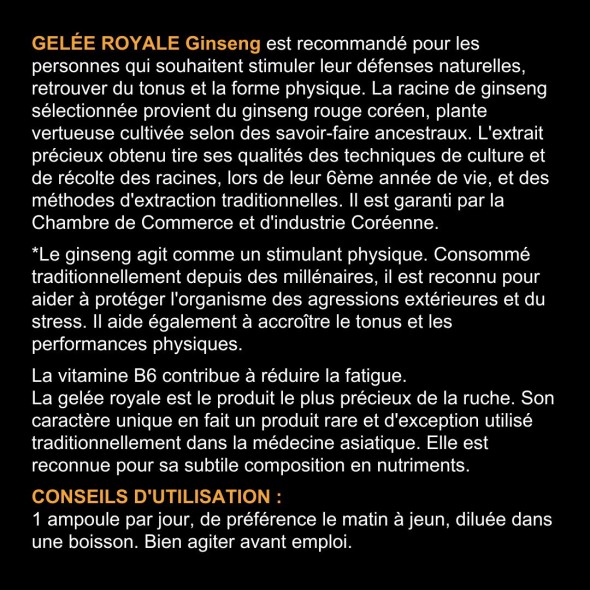 Blanche Bresson - Gelée Royale Ginseng - dos étiquettes