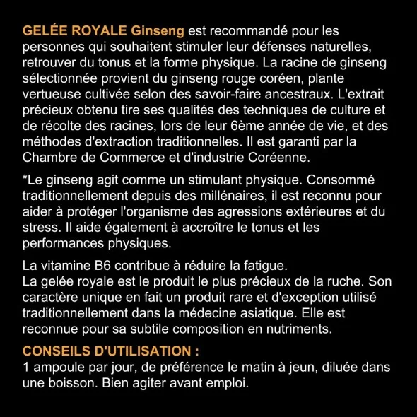 Blanche Bresson - Gelée Royale Ginseng - dos étiquettes