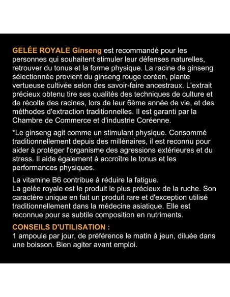 Blanche Bresson - Gelée Royale Ginseng - dos étiquettes