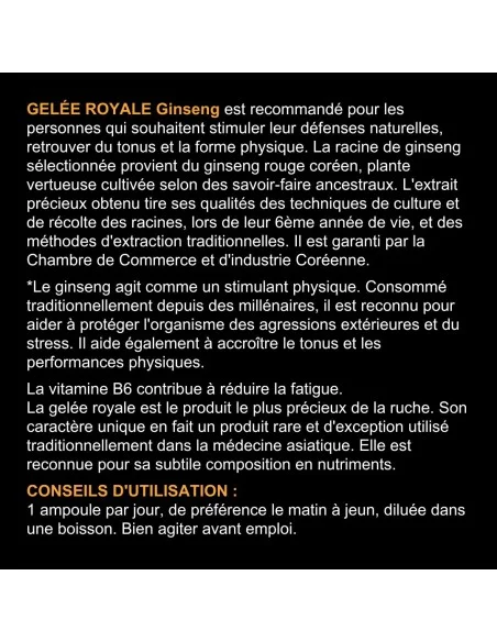 Blanche Bresson - Gelée Royale Ginseng - dos étiquettes