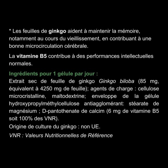 Blanche Bresson - Phyto Ginkgo biloba - dos étiquettes